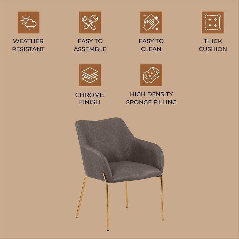 Zaire Upholstered Dining Chair in Velvet/Leather/Boucle with Gold Chrome Iron