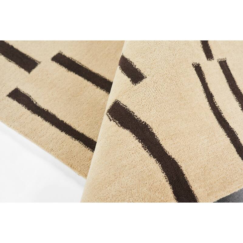 Momeni Simba Geometric Ivory Abstract Stripe Wool Area Rug