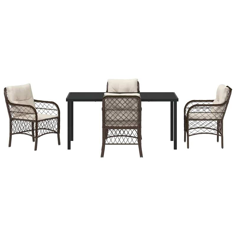 vidaXL Garden Dining Set with Cushion Poly Rattan