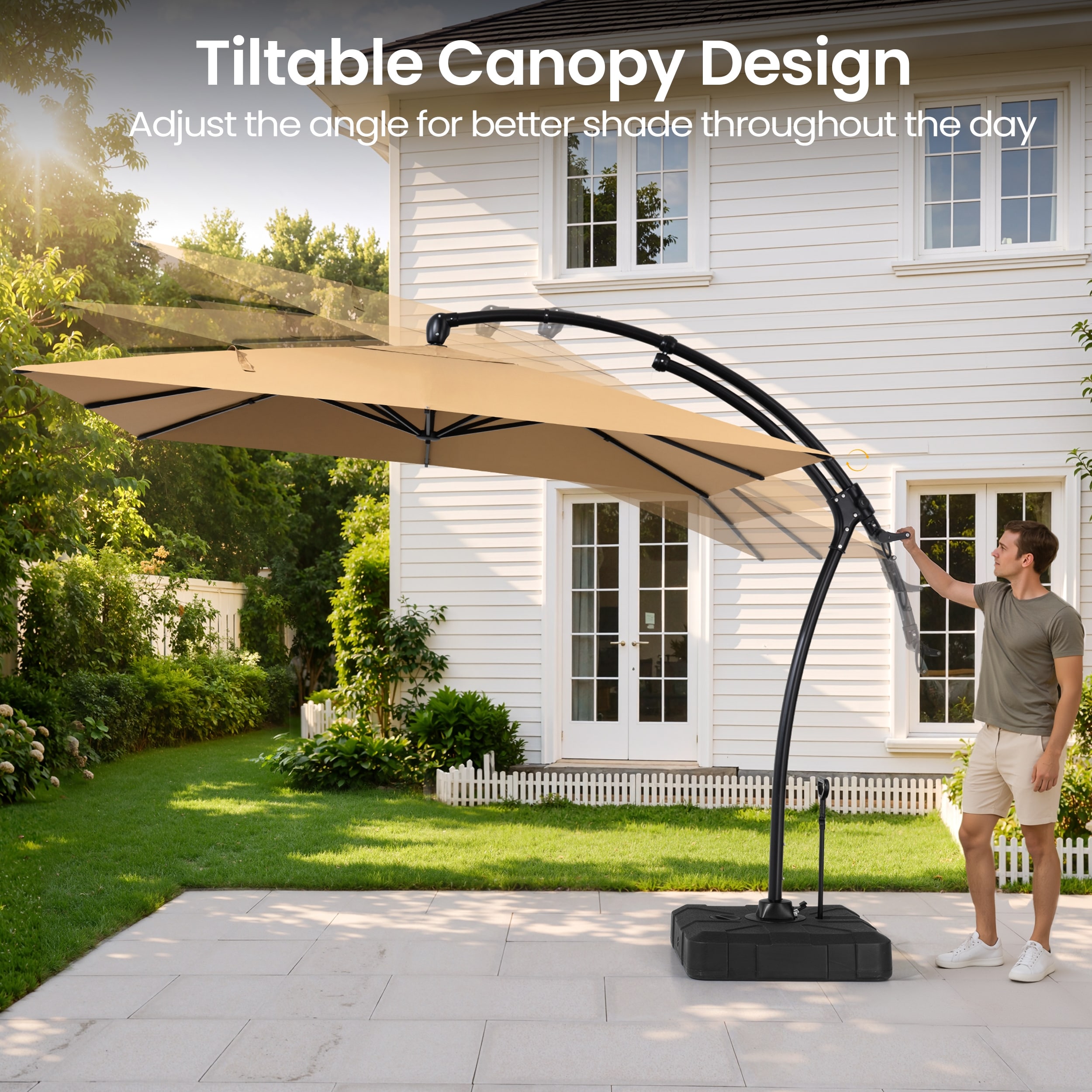 adjusted 10x 10 patio umbrellas PURPLE LEAF Cantilever Umbrella 10' x 10' Excellent UV Protection Navy Blue The unique folding structure allows the umbrella to be quickly stored when not in use 10 x 13 ft Double