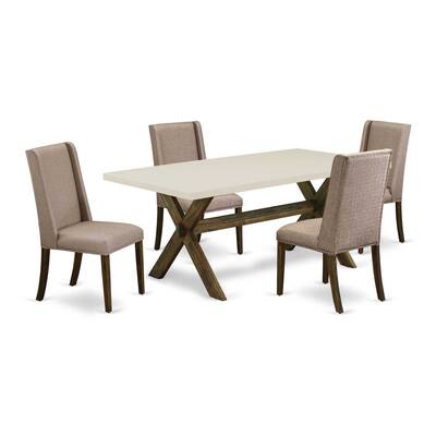 5 Piece Dining Room Set - Kitchen Table with 4 Chairs - Modern Rectangular Table and Upholstered Dining Chairs - 72