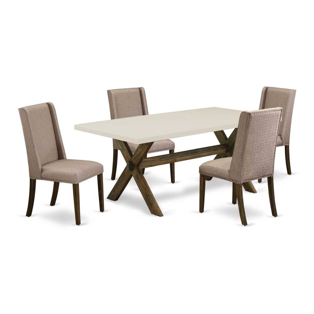 5 Piece Dining Room Set - Kitchen Table with 4 Chairs - Modern Rectangular Table and Upholstered Dining Chairs - 72