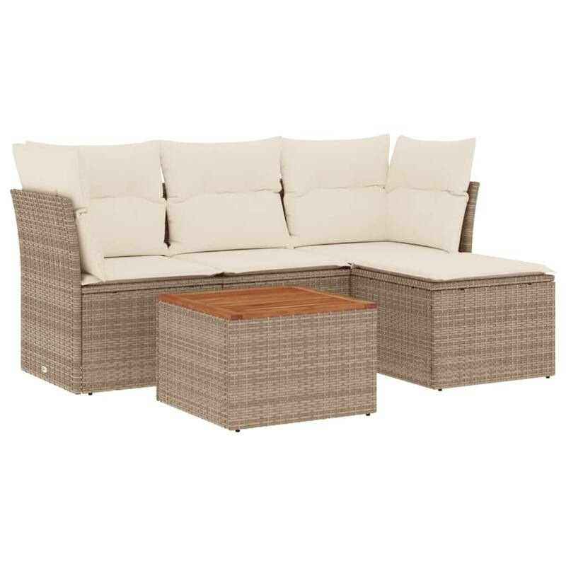 vidaXL Patio Sofa Set with Cushions Outdoor Furniture 5 Piece Poly Rattan - 21.7 x 21.7 x 14.6