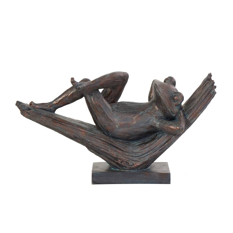 Bronze Resin Patina Relaxing Frog Decorative Sculpture