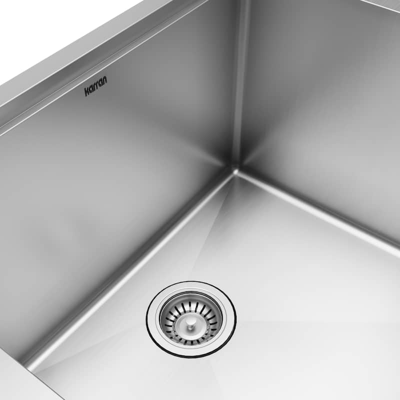 Karran Elite WS-33-PK1 Undermount 23" Single Bowl Stainless Steel Workstation Kitchen Sink with Deeper Bowl