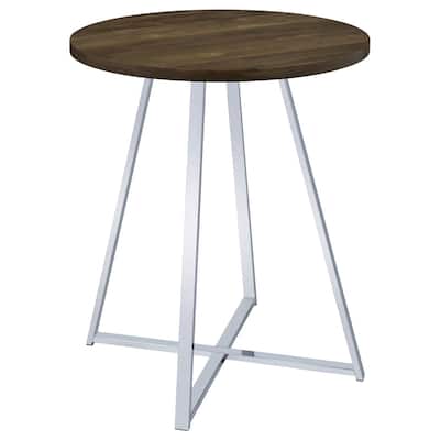 Coaster Furniture Burkhart Brown Oak and Chrome Metal Sled Base Bar Table - 35.25"W x 35.25"D x 42.75"H