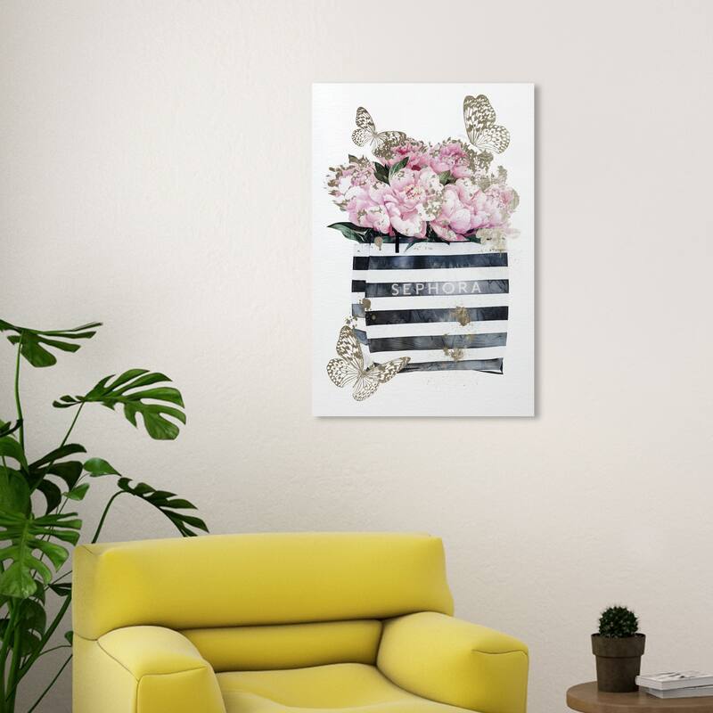 Wynwood Studio Fashion and Glam Loveland Butterflies Pink and Metallic Gold Glam Wall Art Canvas Print - 30 x 20