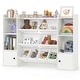 preview thumbnail 8 of 7, 4-Tier Wooden Kids Bin Shelf w/4 Large & 4 Small Removable Bins White