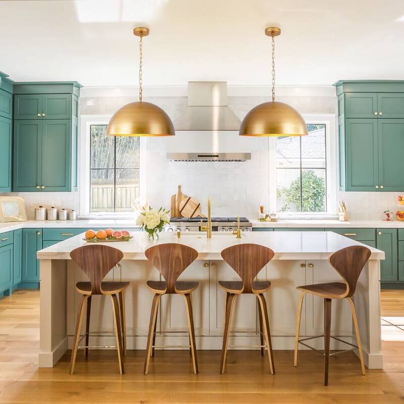 1-Light Industrial Retro Handmade Brushed Gold Dome Pendant Light