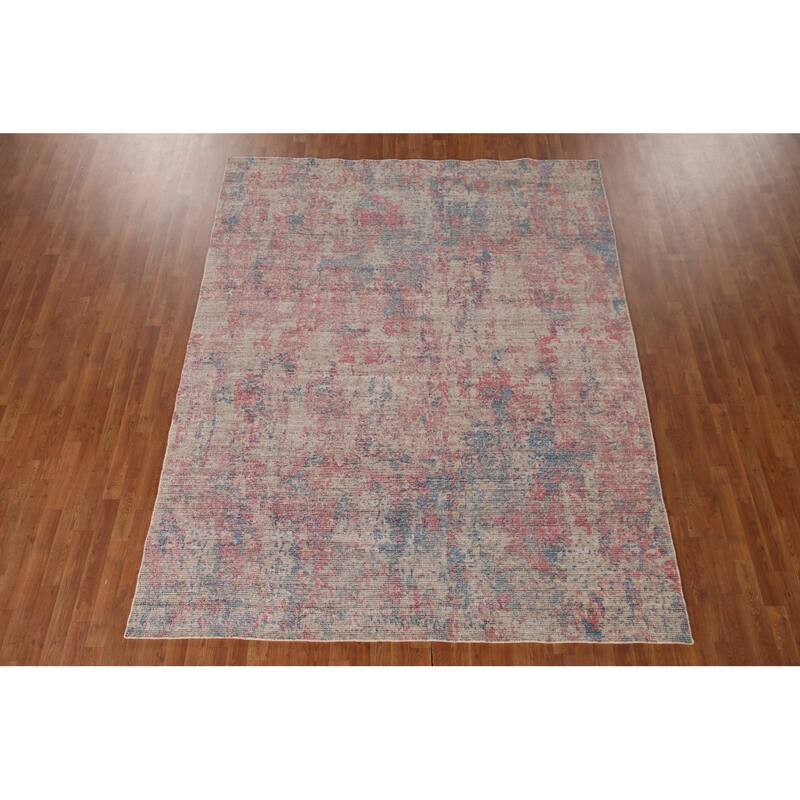 Abstract Modern Oriental Area Rug Handmade Wool Carpet - 7'9"x 9'8"