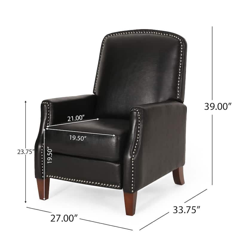 Adjustable Recliner Chair Faux Leather Armchair, Upholstered Recliner with Rivet Trim Single Sofa Accent Chair for Living Room