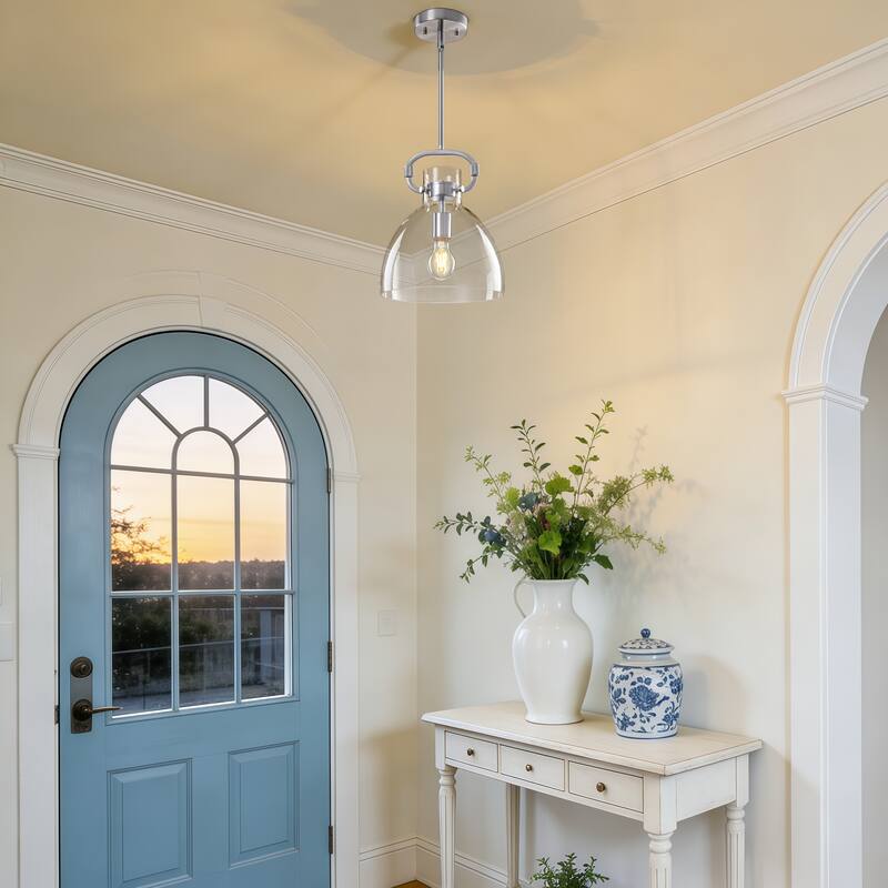 Starsky 1-Light Industrial Pendant With Glass Shade