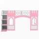 preview thumbnail 4 of 14, Twin Size Castles Shaped Loft Bed with Storage Staircase, Wooden Kids Bed Frame with Play Space and Window for Bedroom, Pink