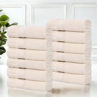 Superior Venice Zero Twist Cotton Medium Weight Face Towels Washcloths, Set of 12