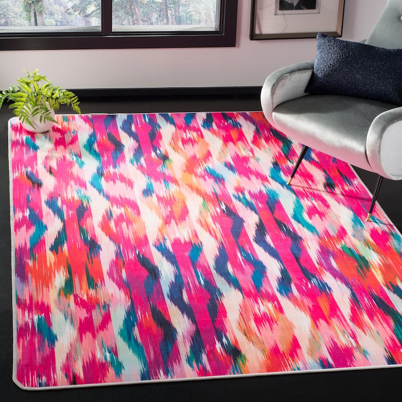 SAFAVIEH Daytona Machine Washable Slip Resistant Fioranna Graphic Abstract - 4' x 6' - Fuchsia/Purple - Rectangle
