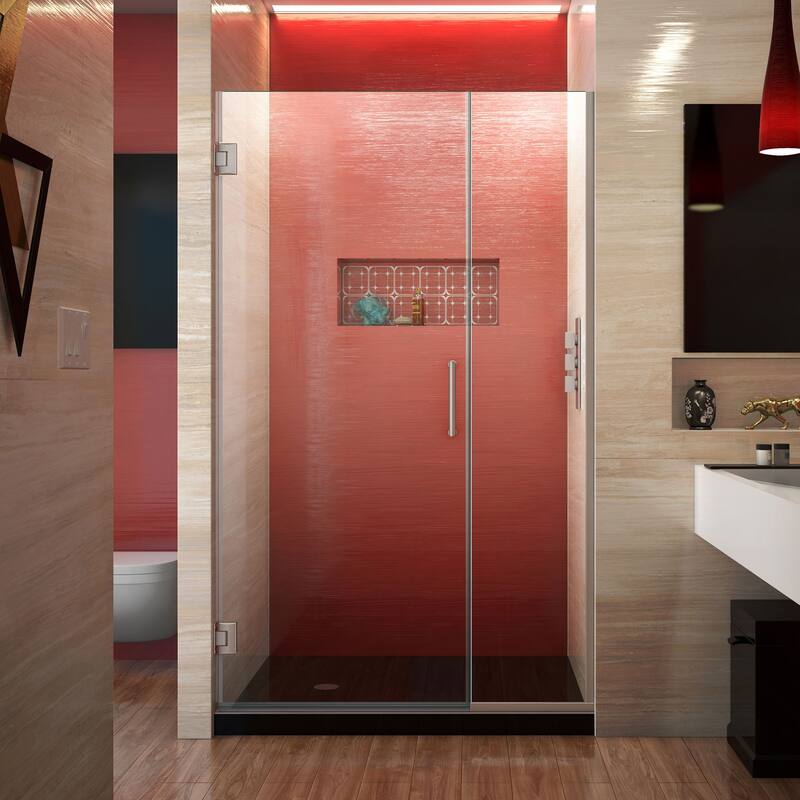 DreamLine Unidoor Plus 40-40 1/2 in. W x 72 in. H Frameless Hinged Shower Door - 40" - 40.5" W - Brushed Nickel Finish