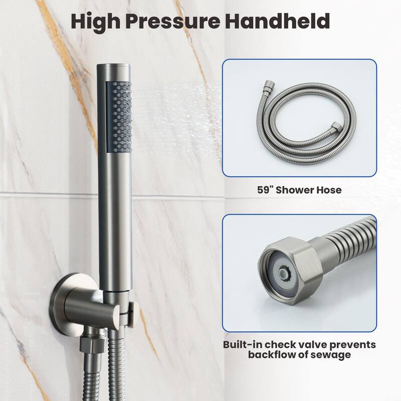 2-Spray 10-in Wall Mounted Fixed and Handheld Shower Head Set