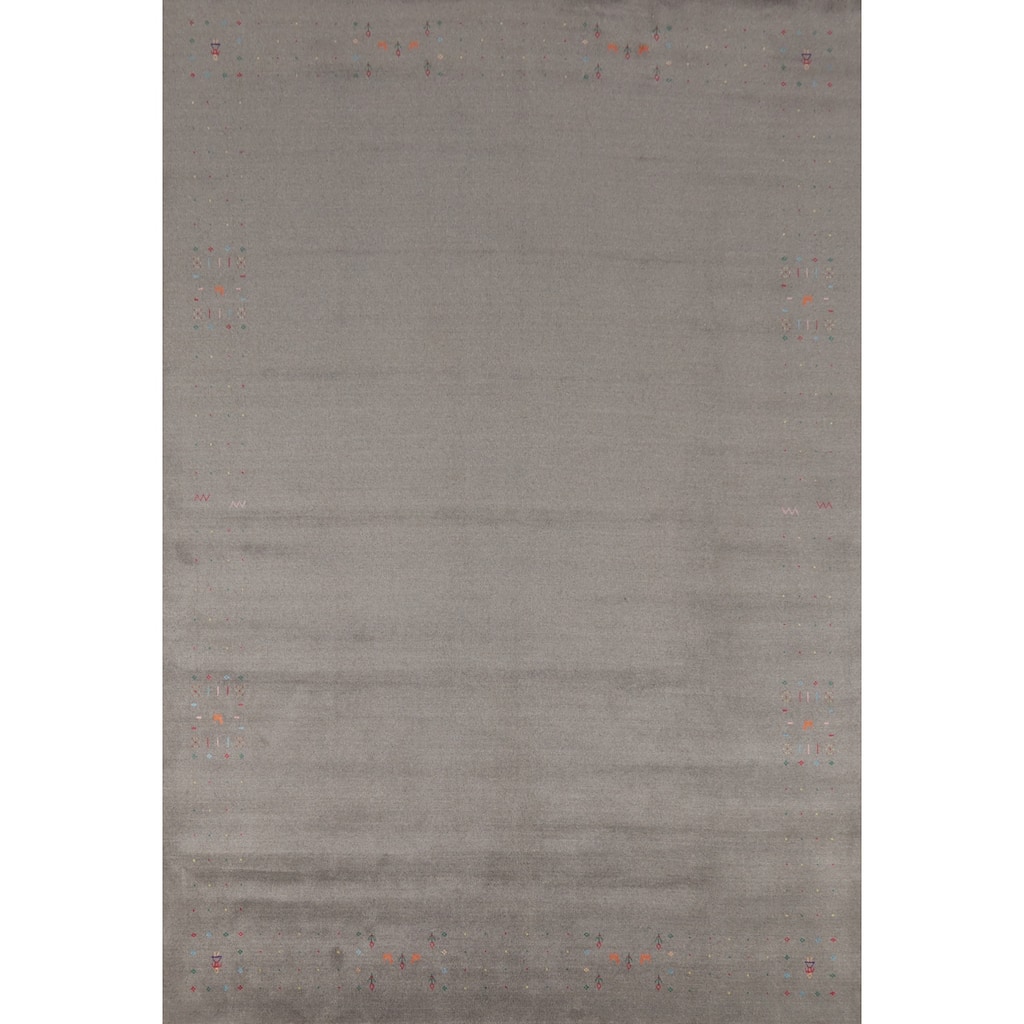 Hand Knotted Oriental 100% Wool Carpet Tribal Tribal Greys & Charcoal Gabbeh Area Rug - 12' 1'' X 9' 1''