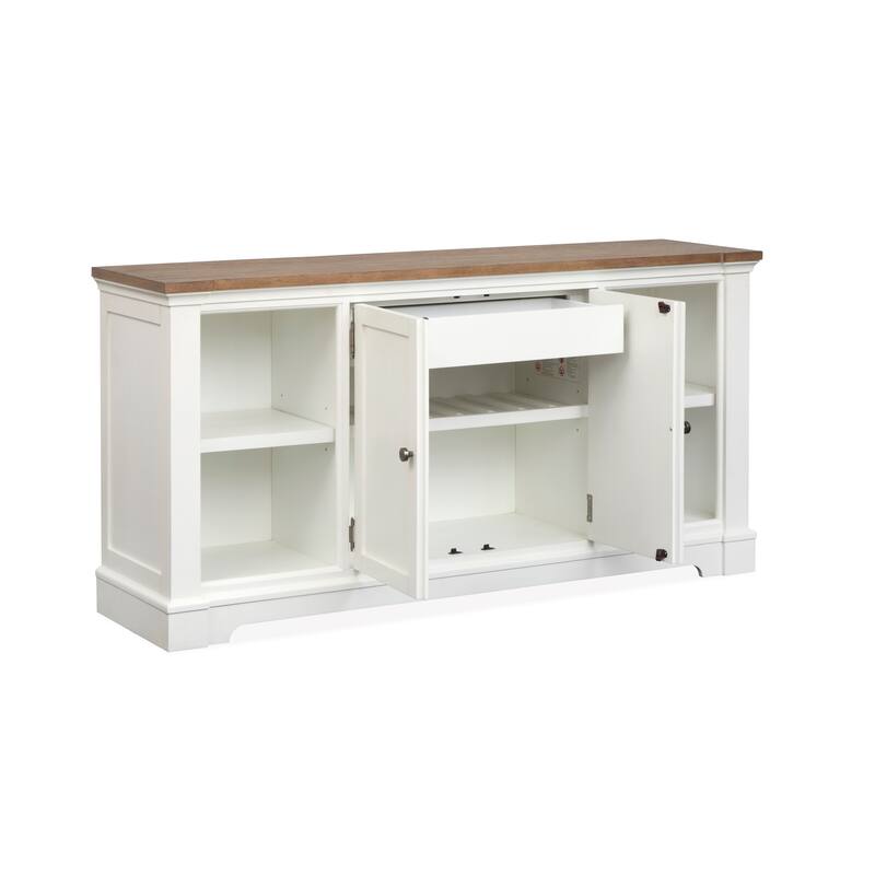 Magnussen Home Kingston Whisper White And Cerused Nutmeg Credenza - 68''W x 18''D x 34''H
