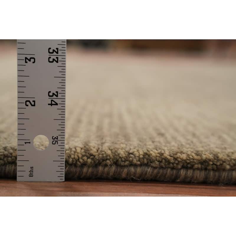 Hand Knotted Oriental 100% Wool Carpet Modern Solid Brown Gabbeh Area Rug - 9' 6'' X 7' 6''