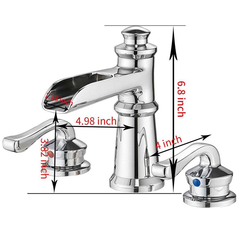Widespread Waterfall Bathroom Faucet With Drain Assembly 3 Hole Bathroom Sink Faucets Double Handle 8 Inch Basin Vanity Taps