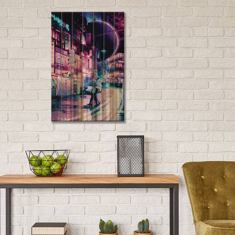 Tokyo 2077 Print On Wood by Gab Fernando - Multi-Color