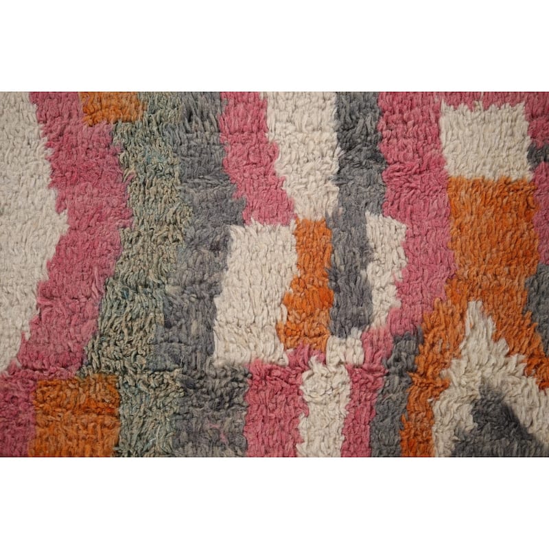 Multi-Color Moroccan Abstract Area Rug Hand-Knotted Wool Carpet - 5'11"x 10'0"