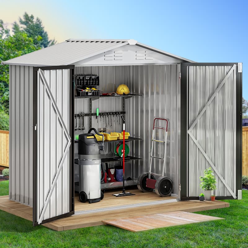 6 X 4FT Outdoor Storage Shed - 6*4 FT - White