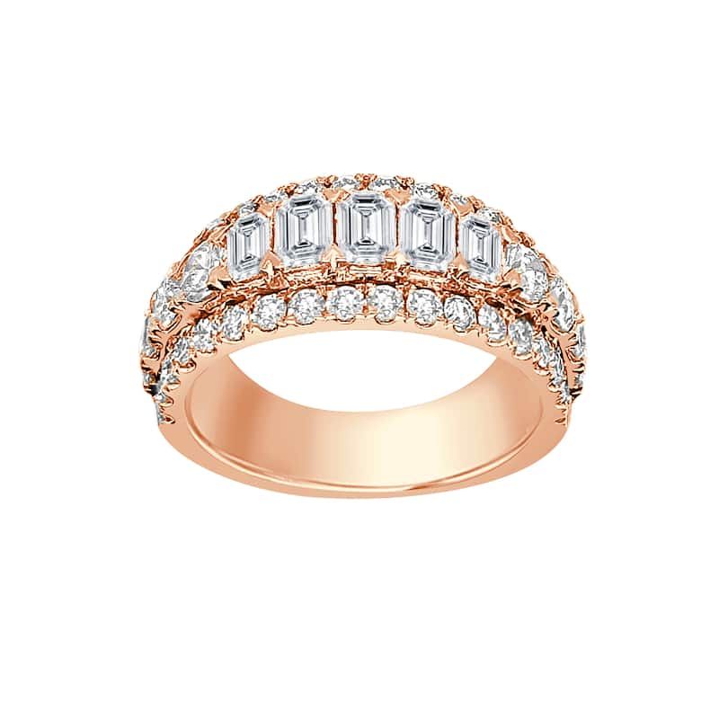 Auriya 14k Gold Lab Grown Emerald-Cut and Round Diamond Band 3.70 ct. tw. (F-G, VS)