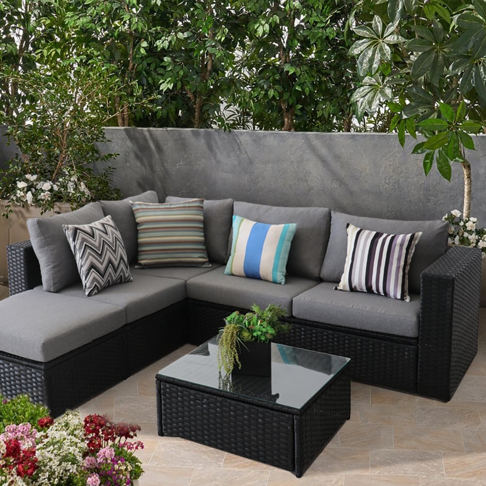 Large grey rattan corner sofa online
