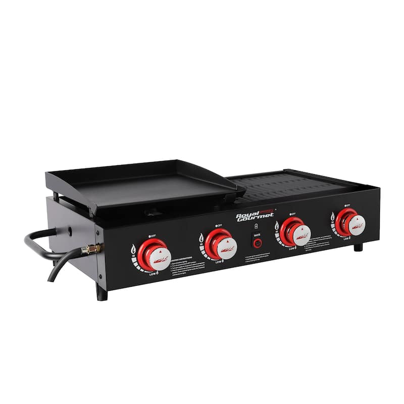 Royal Gourmet 4-Burner Portable Gas Grill Griddle Combo, Black