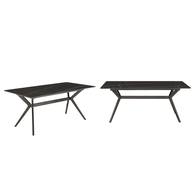 Vaduz 70" Iron Grey Metal Base 4-6 Person Dining Table