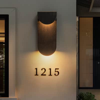 2-Light 12" Outdoor Linear Integrated LED Wall Sconce - 11.7-in H x 5.1-in W x 2.8-in D
