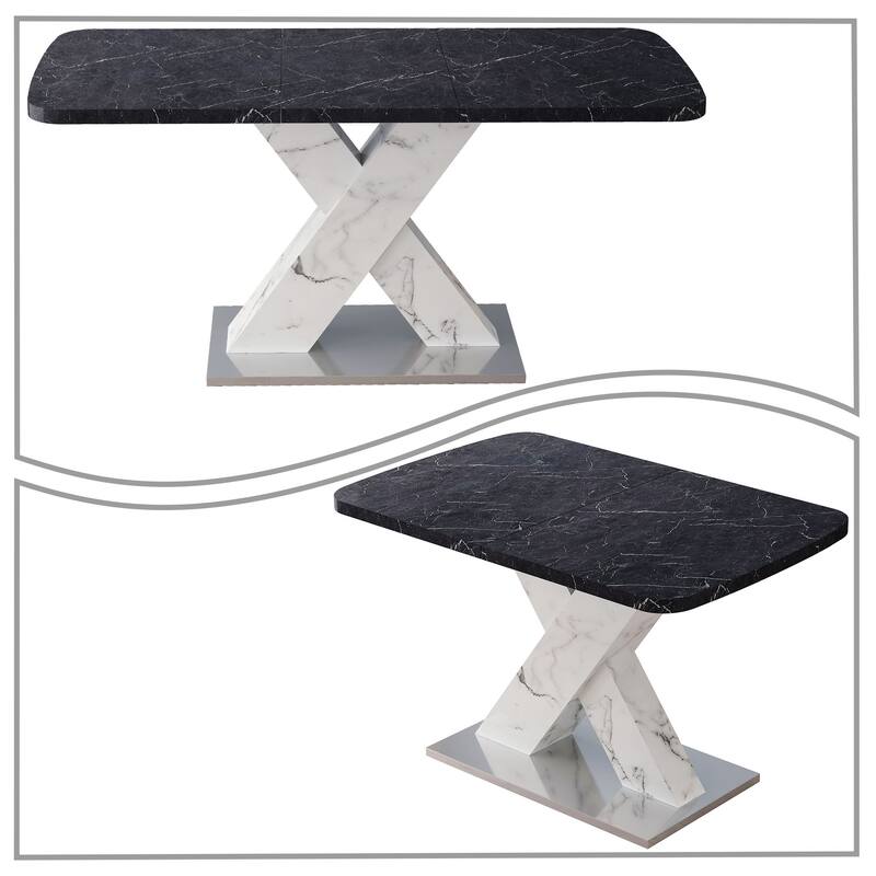 Elegant Stylish Stretchable Wooden Dining Table with Self-Storage Leaf
