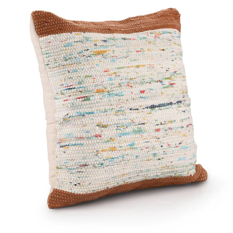 HomeRoots 20" X 20" Brown Orange And Off-White 100% Cotton Abstract Zippered Pillow