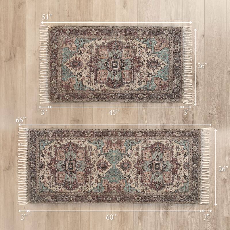 Jessica Simpson Machine Washable, Slip Resistant Accent and Runner Rugs with Fringe