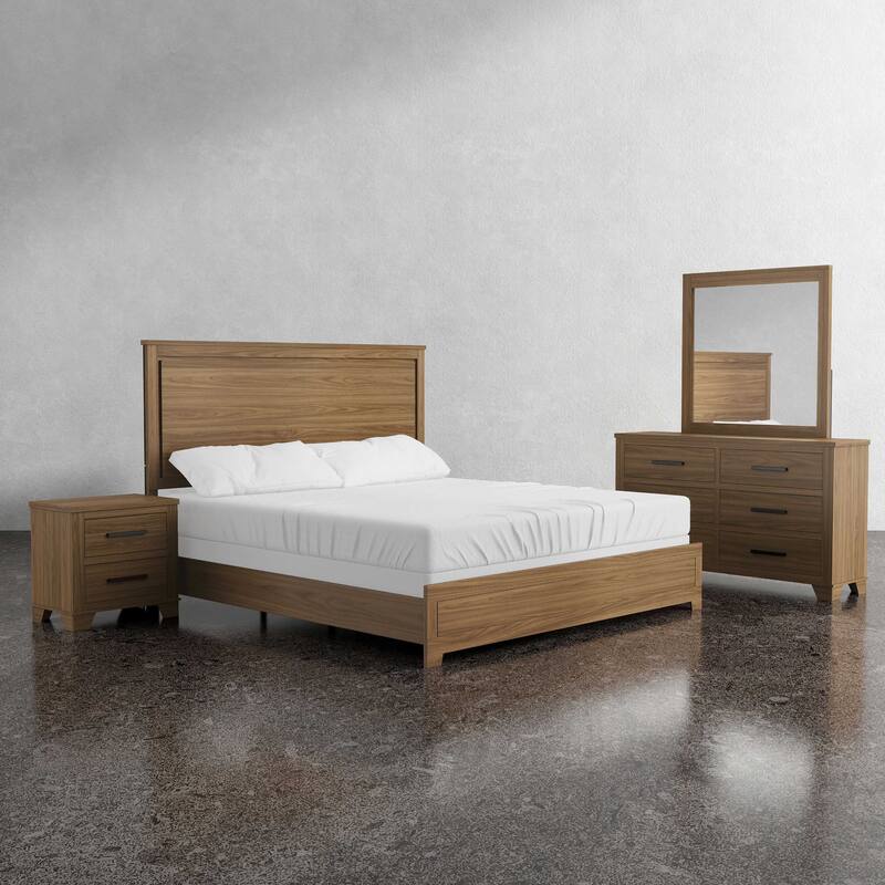 Furniture of America Nyess Modern Chestnut Brown 4-Piece Wood Bedroom Set - Queen