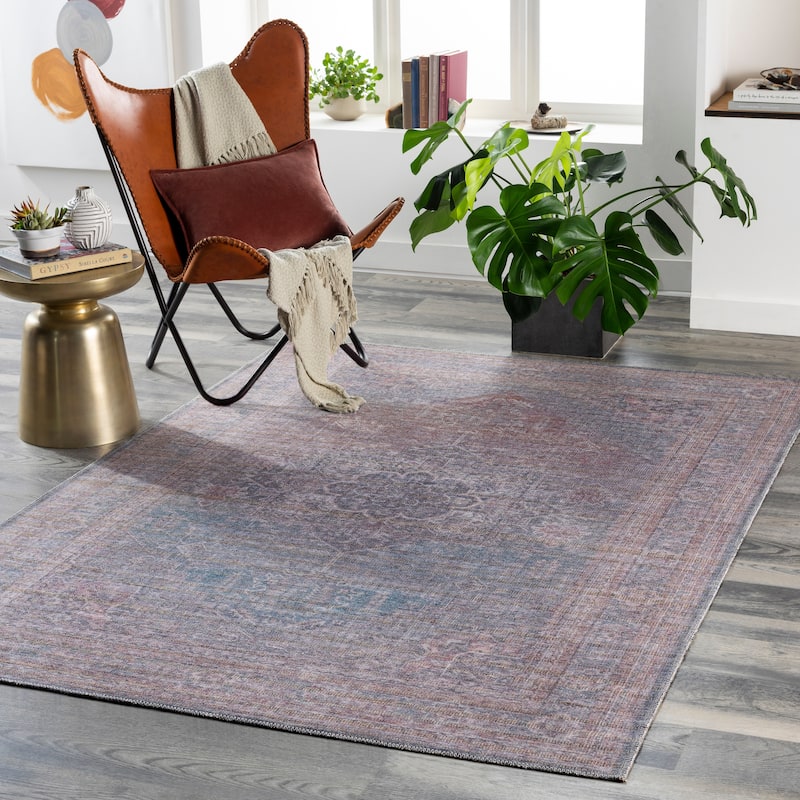 Artistic Weavers Zubaida Traditional Medallion Machine Washable Area Rug - 9' 3" x 12' - Blue/Tan