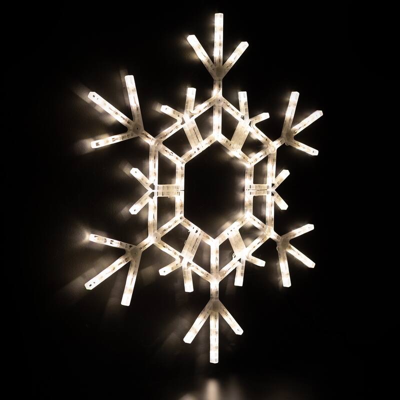 Large LED Lighted Foldable Snowflake Outdoor Christmas Decoration - 36" - Warm White