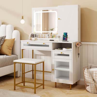 Costway Vanity Set with Mirror and Lights 3 Lighting Modes & - See Details