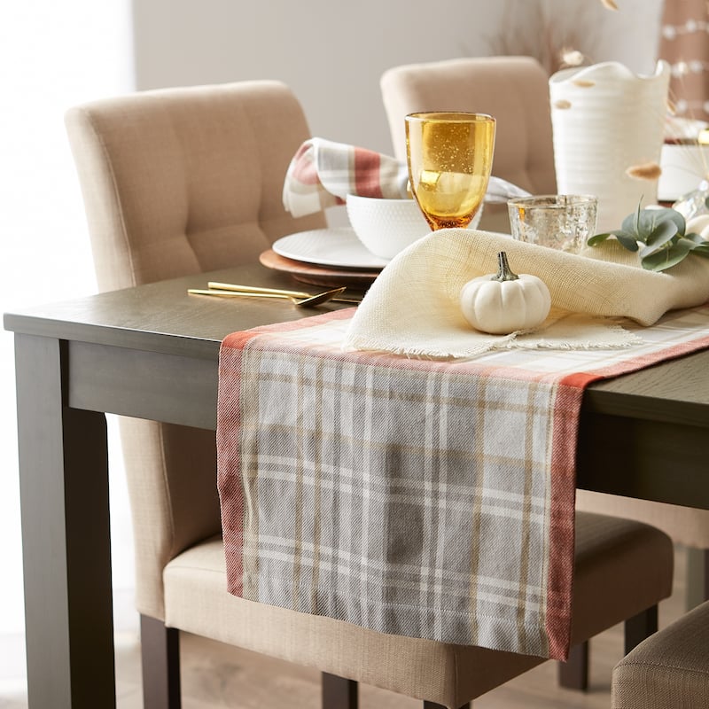 DII Thanksgiving Cozy Picnic, Plaid Table Runner