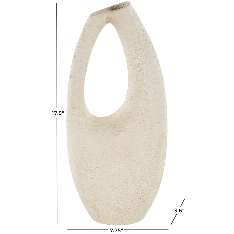 Paper Mache Abstract Curved Cutout Decorative Vase with Brown Distressed Texturing - Cream - Roche River Decor