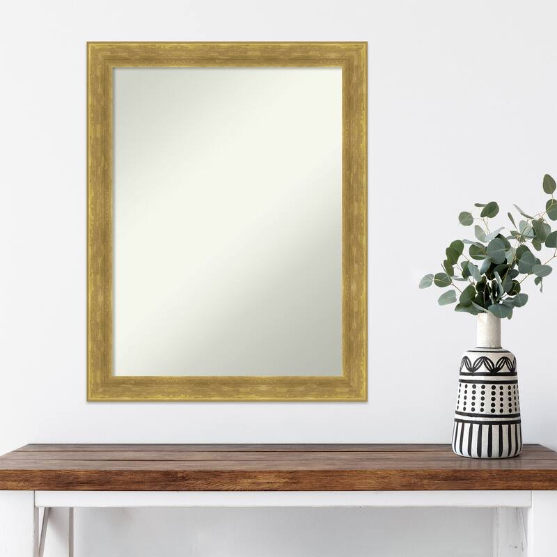 Angled Non-Beveled Wood Framed Wall Mirror