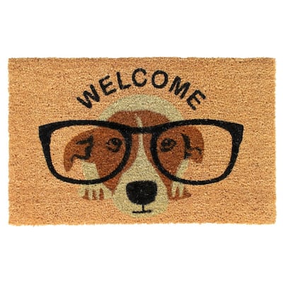RugSmith Natural Machine Tufted Dog welcome, 18" x 30" - 18" x 30"