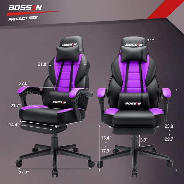 dimension image slide 2 of 8, BOSSIN Racing Style Gaming Chair,300 lbs Big and Tall gamer chair High Back Computer Chair