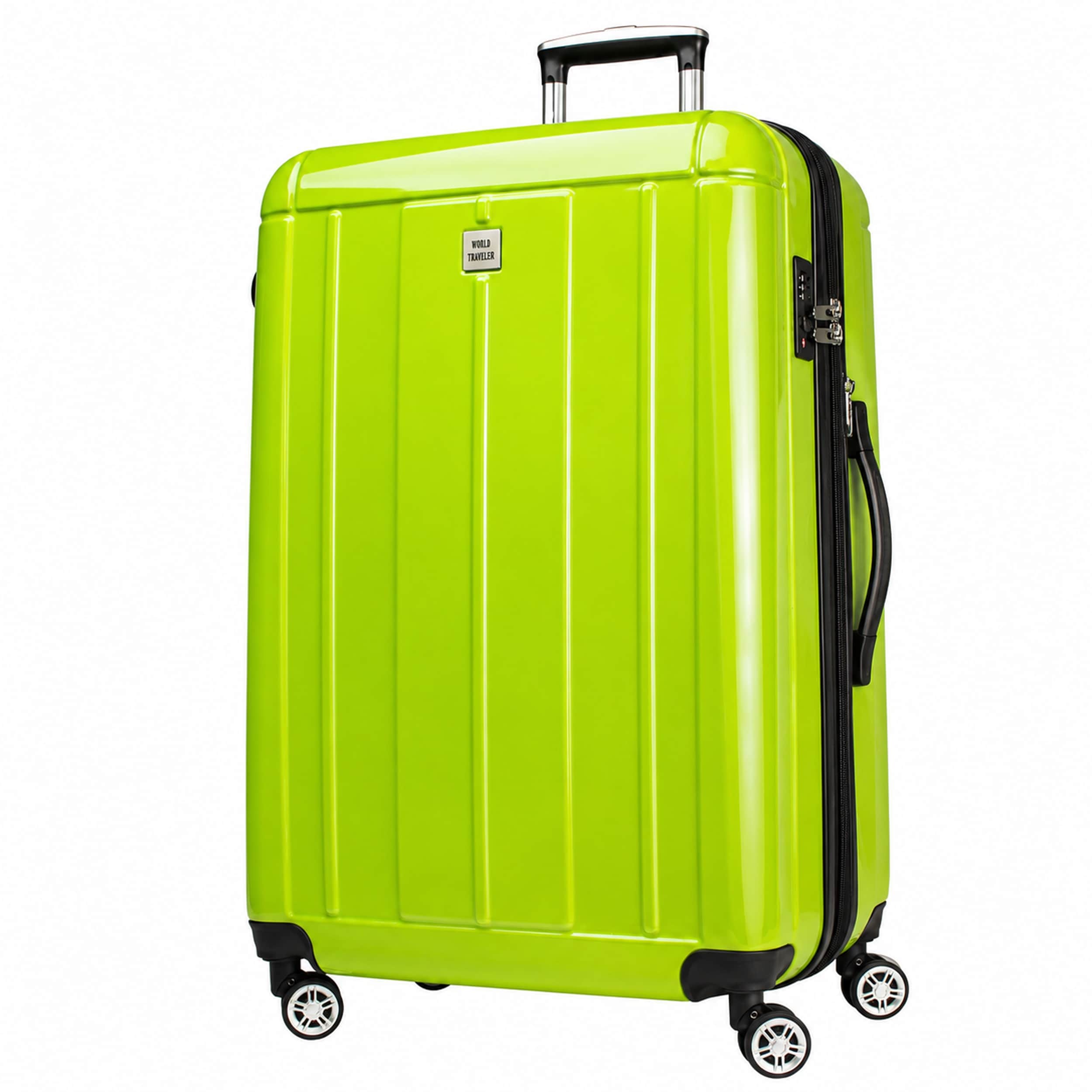 World Traveler 28-Inch Checked Spinner Hardside TSA Lock Luggage