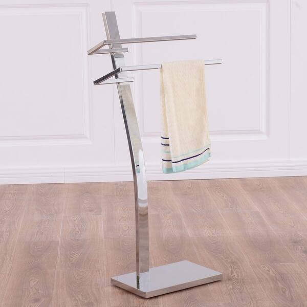 Costway 2 Tier Free Standing Floor Towel Holder Contemporary 2 Tier Free Standing Floor Towel Holder