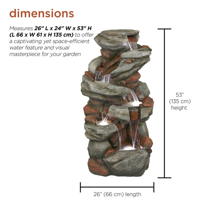 Cascading Stone Water Fountain with LED Lights
