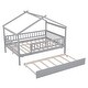 preview thumbnail 5 of 50, Full Size Wooden House Bed With Twin Size Trundle