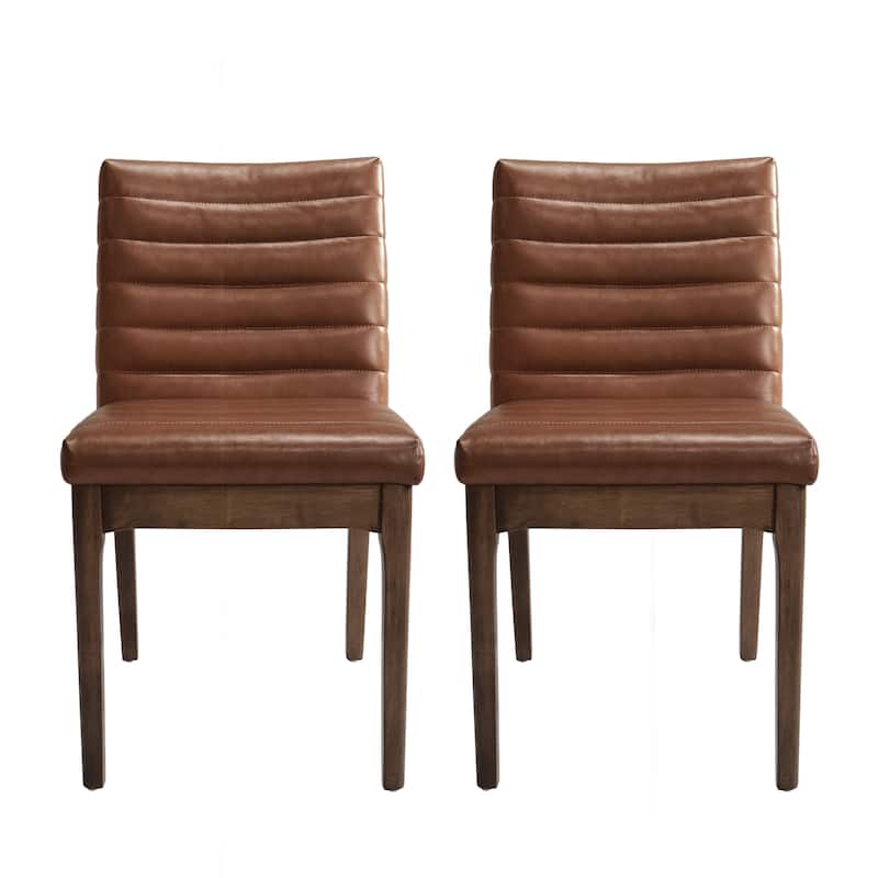 Stylish Upholstered Dining Chairs with Rubber Legs, Set of 2, for a Sophisticated Dining Experience - Brown-1